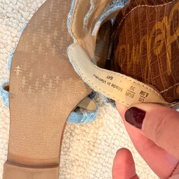 Sam Edelman Denim Sandals Size 8.5 - Picture 8 of 9